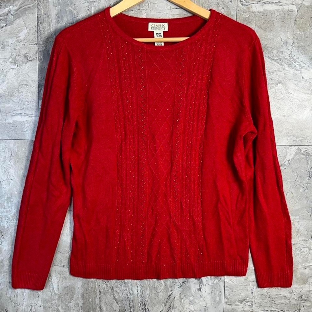 Red sweater with rhinestones embroidered excellent condition kids‎ medium 10-12